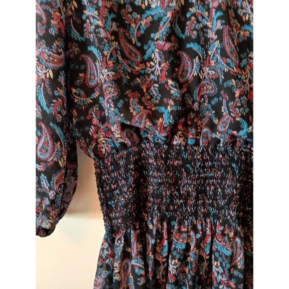 Anthropologie Vanessa Virginia Daytripper Paisley Smocked Waist Dress Sz XS Boho - Picture 5 of 16